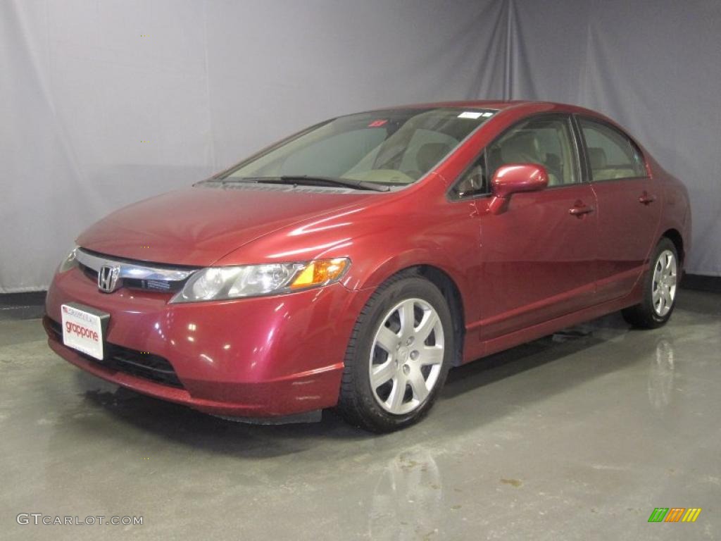 2007 Civic LX Sedan - Tango Red Pearl / Ivory photo #1