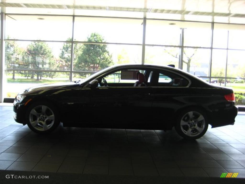 2007 3 Series 328xi Coupe - Jet Black / Coral Red/Black photo #2