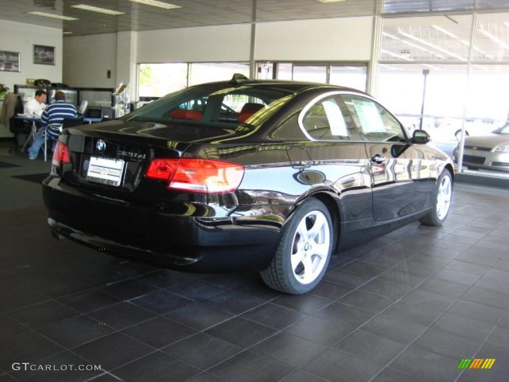 2007 3 Series 328xi Coupe - Jet Black / Coral Red/Black photo #5