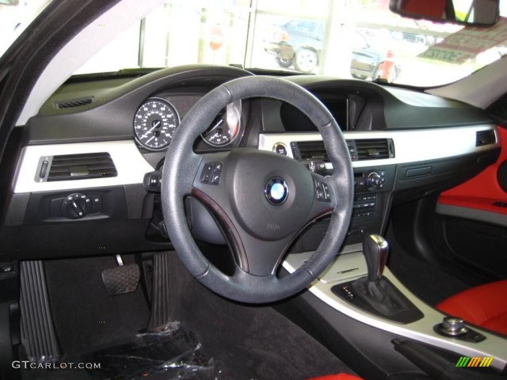 2007 3 Series 328xi Coupe - Jet Black / Coral Red/Black photo #9
