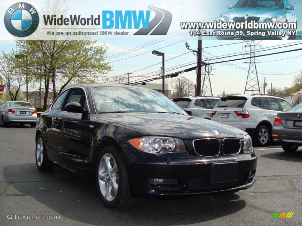 2009 1 Series 128i Coupe - Black Sapphire Metallic / Black photo #3