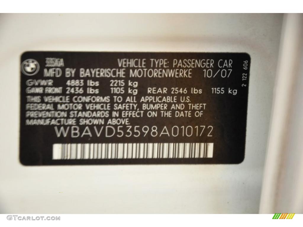 2008 3 Series 335xi Sedan - Alpine White / Black photo #9