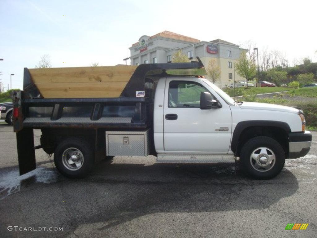 2003 Silverado 3500 Regular Cab 4x4 Chassis Dump Truck - Summit White / Dark Charcoal photo #2