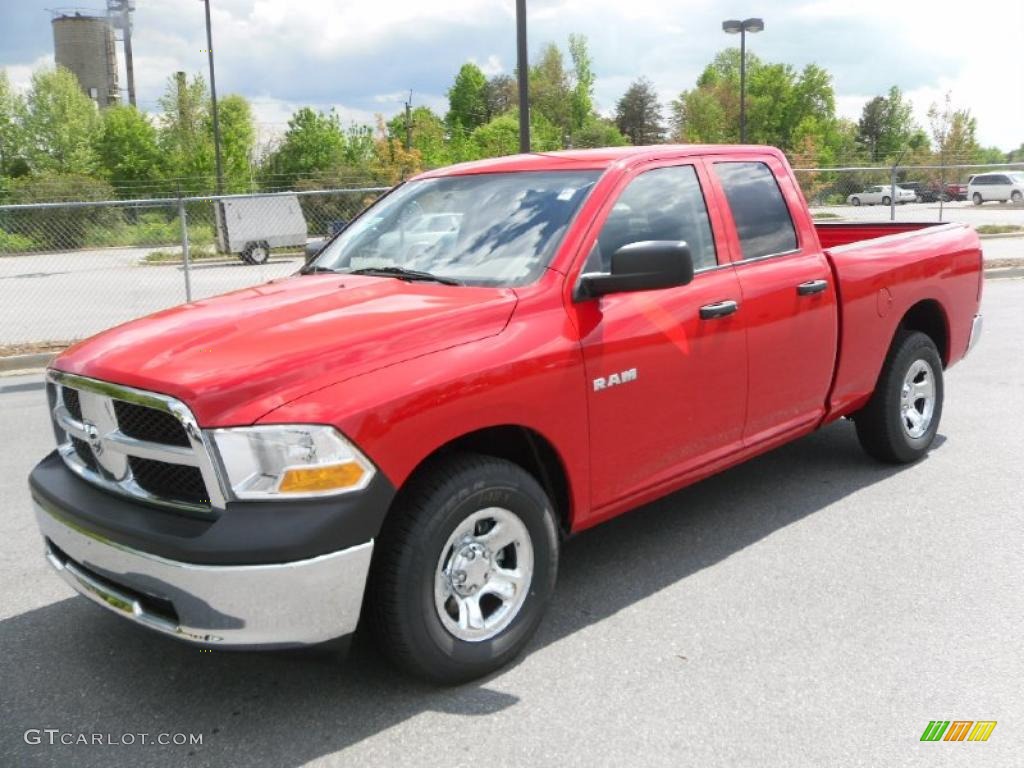 2010 Ram 1500 ST Quad Cab - Flame Red / Dark Slate/Medium Graystone photo #1