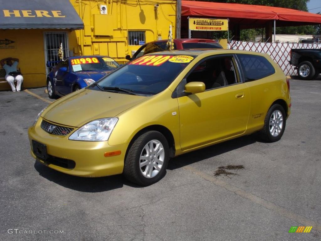 2002 Civic Si Hatchback - Yellow Pearl Metallic / Black photo #3