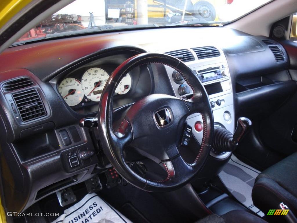 2002 Civic Si Hatchback - Yellow Pearl Metallic / Black photo #7