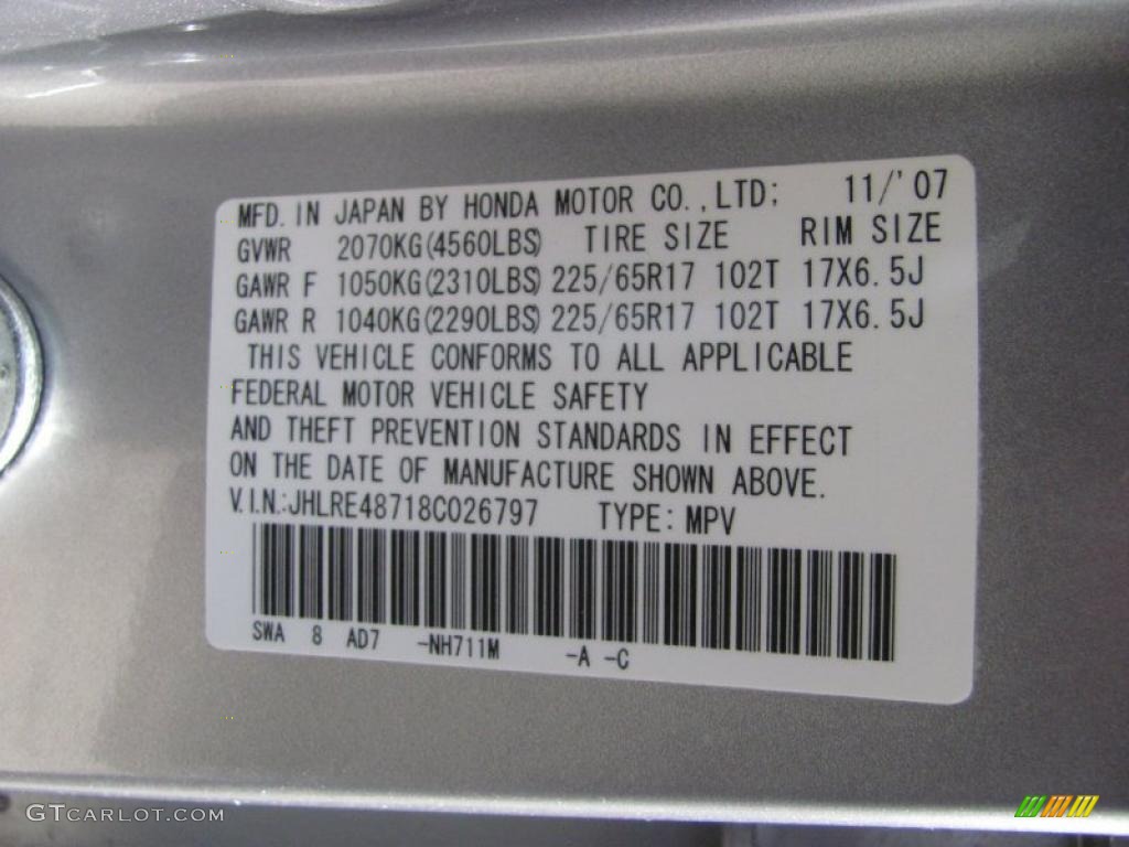 2008 CR-V EX-L 4WD - Whistler Silver Metallic / Gray photo #19