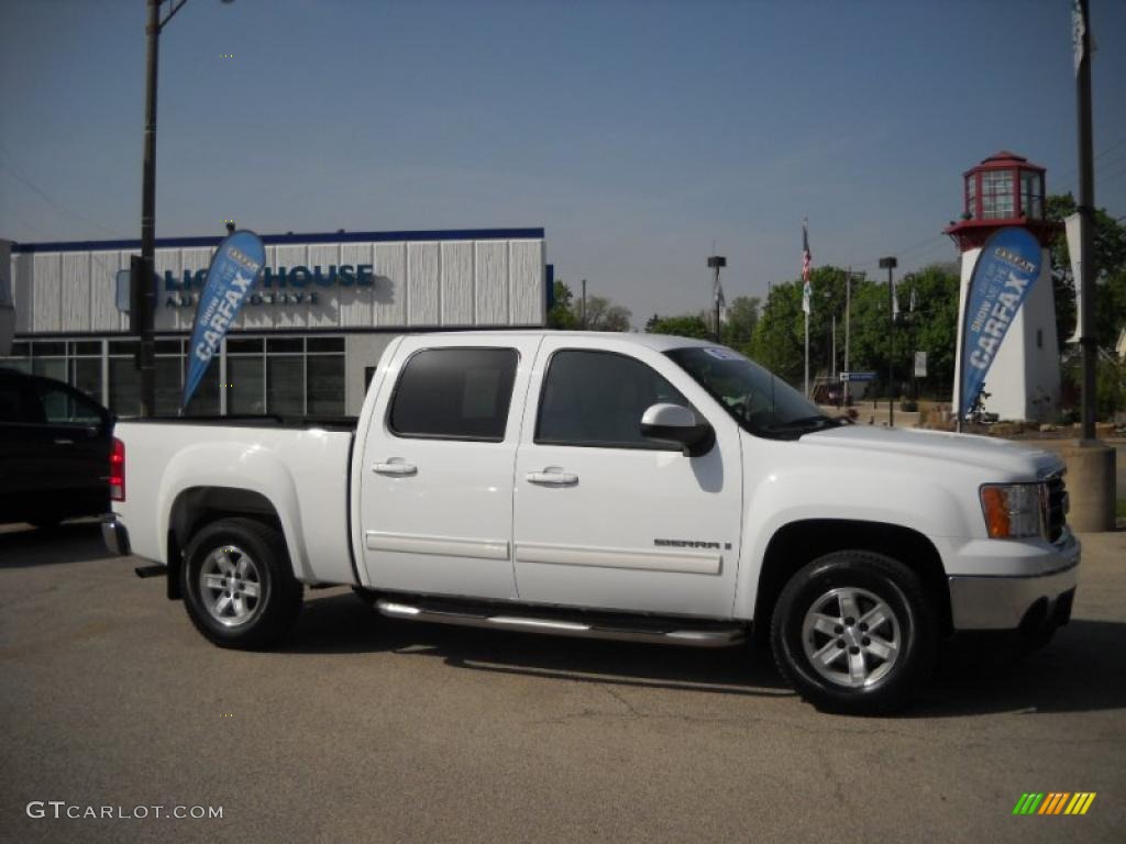 2008 Sierra 1500 SLT Crew Cab 4x4 - Summit White / Light Titanium photo #1