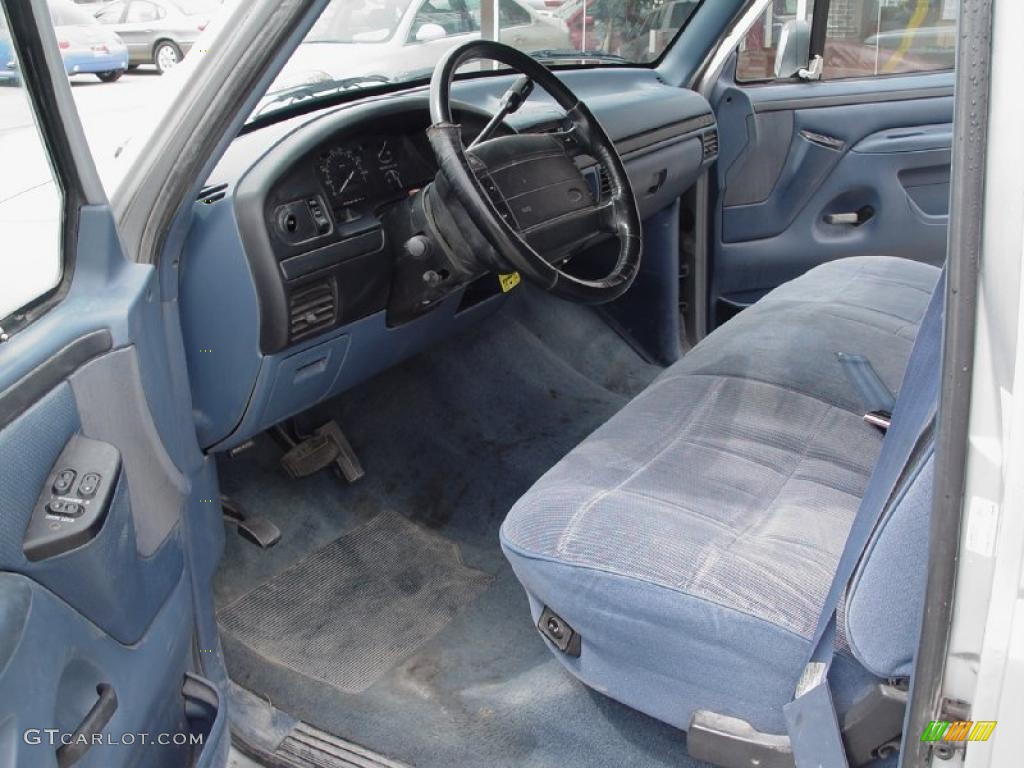 1996 F150 XLT Regular Cab - Silver Frost Metallic / Royal Blue photo #8