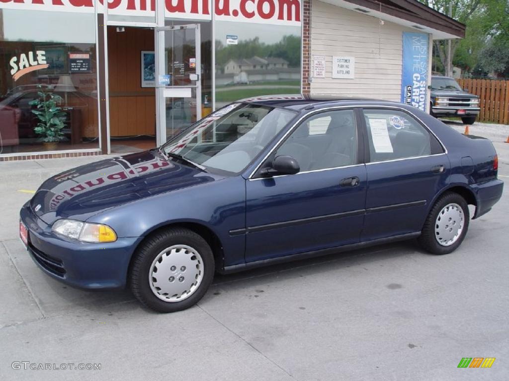 1995 Civic LX Sedan - Harvard Blue Pearl / Grey photo #2