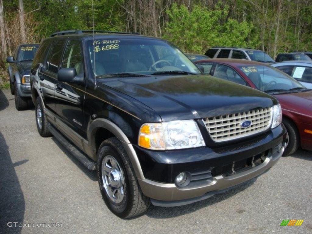 2002 Explorer Eddie Bauer 4x4 - Black Clearcoat / Medium Parchment photo #1