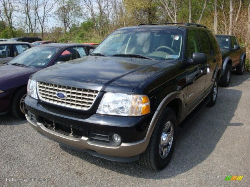 2002 Explorer Eddie Bauer 4x4 - Black Clearcoat / Medium Parchment photo #4