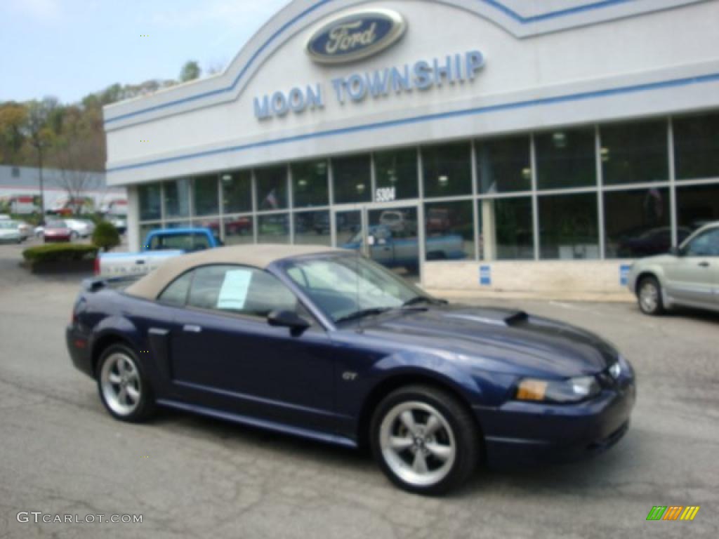 2002 Mustang GT Convertible - True Blue Metallic / Medium Parchment photo #1