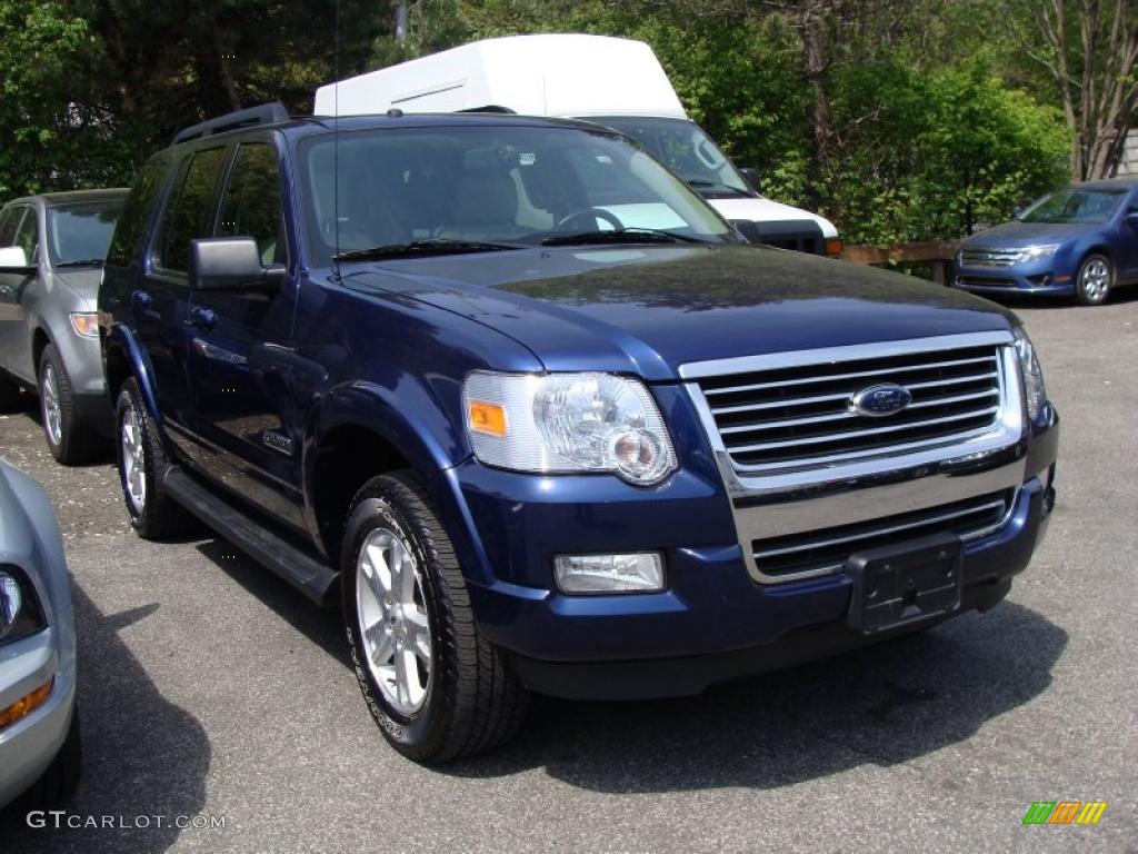 2008 Explorer XLT 4x4 - Dark Blue Pearl Metallic / Black/Stone photo #3