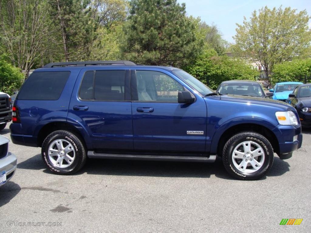 2008 Explorer XLT 4x4 - Dark Blue Pearl Metallic / Black/Stone photo #8