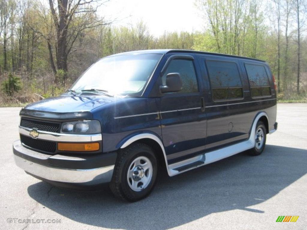 2003 Express 1500 Passenger Conversion Van - Indigo Blue Metallic / Medium Dark Pewter photo #1