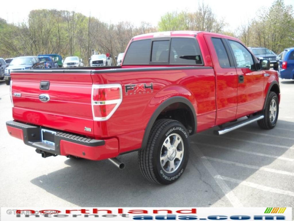 2010 F150 FX4 SuperCab 4x4 - Vermillion Red / Black photo #6