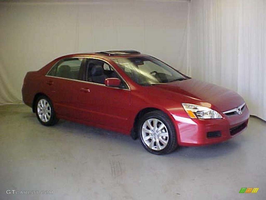 2007 Accord EX-L V6 Sedan - Moroccan Red Pearl / Gray photo #1