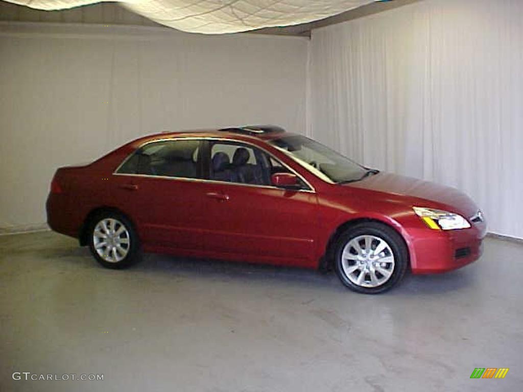 2007 Accord EX-L V6 Sedan - Moroccan Red Pearl / Gray photo #2