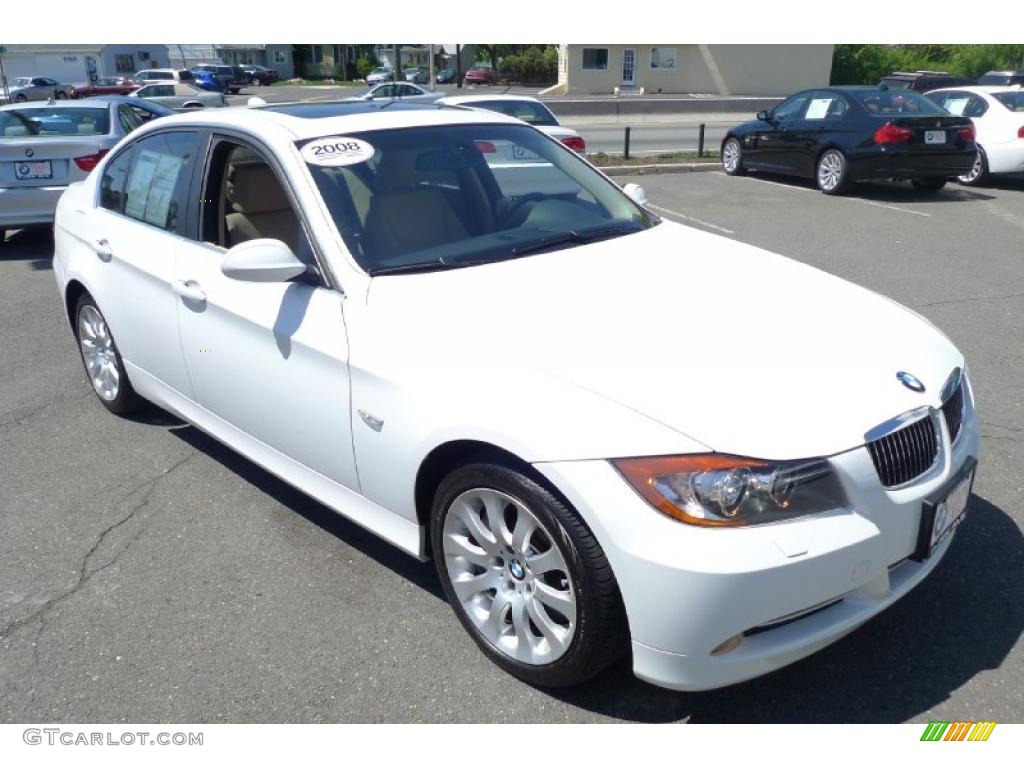2008 3 Series 335xi Sedan - Alpine White / Beige photo #2