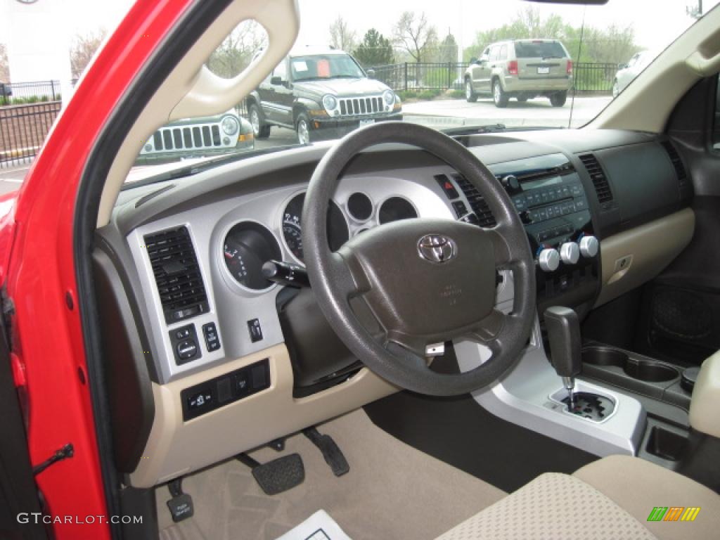 2007 Tundra SR5 Double Cab 4x4 - Radiant Red / Beige photo #14