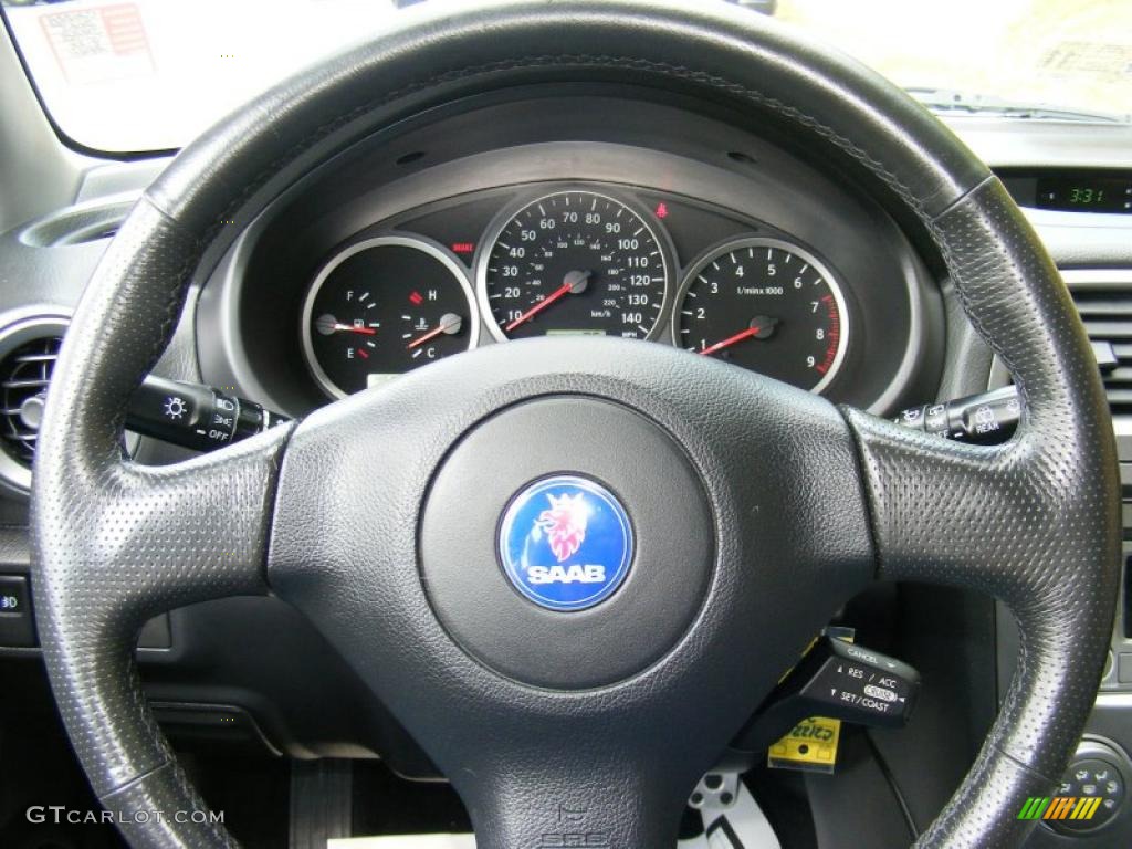 2005 Saab 9-2X Aero Wagon Black/Parchment Steering Wheel Photo #29020375