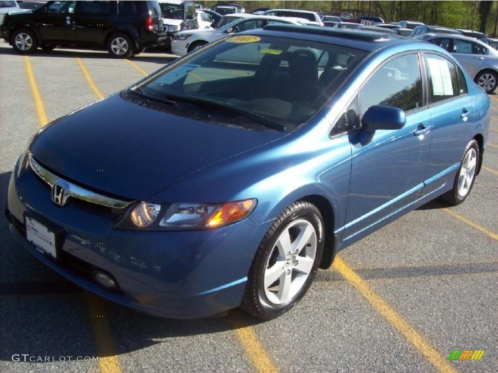 2007 Civic EX Sedan - Atomic Blue Metallic / Gray photo #22