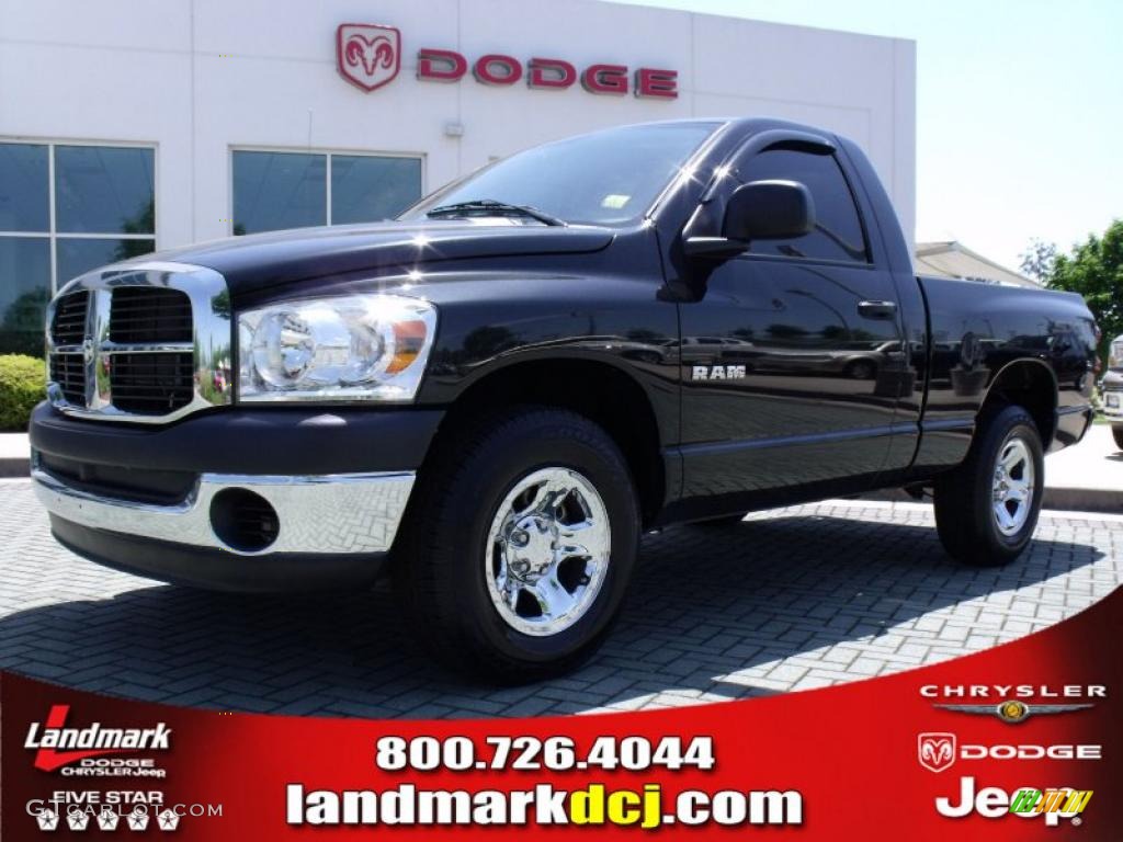 2008 Ram 1500 SXT Regular Cab - Brilliant Black Crystal Pearl / Medium Slate Gray photo #1