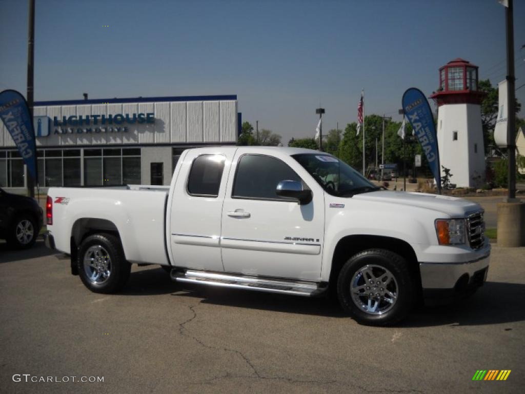 2008 Sierra 1500 SLE Extended Cab 4x4 - Summit White / Ebony photo #1