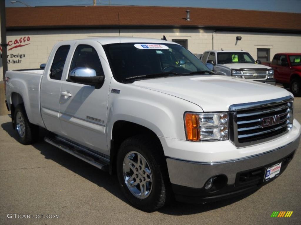 2008 Sierra 1500 SLE Extended Cab 4x4 - Summit White / Ebony photo #6