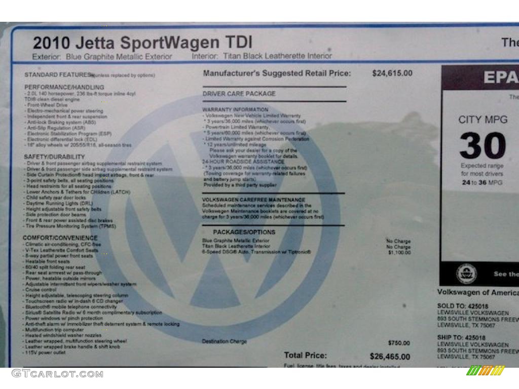 2010 Jetta TDI SportWagen - Blue Graphite Metallic / Titan Black photo #14