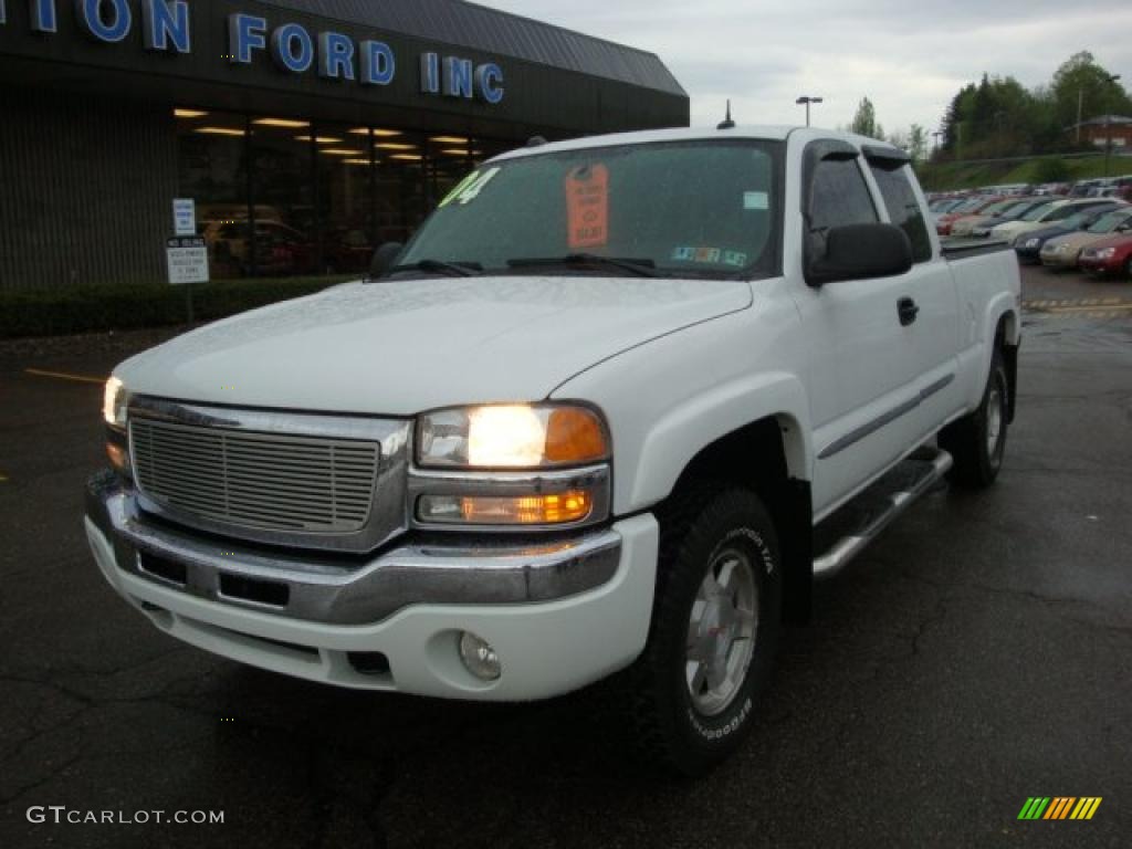 2004 Sierra 1500 SLE Extended Cab 4x4 - Summit White / Dark Pewter photo #11