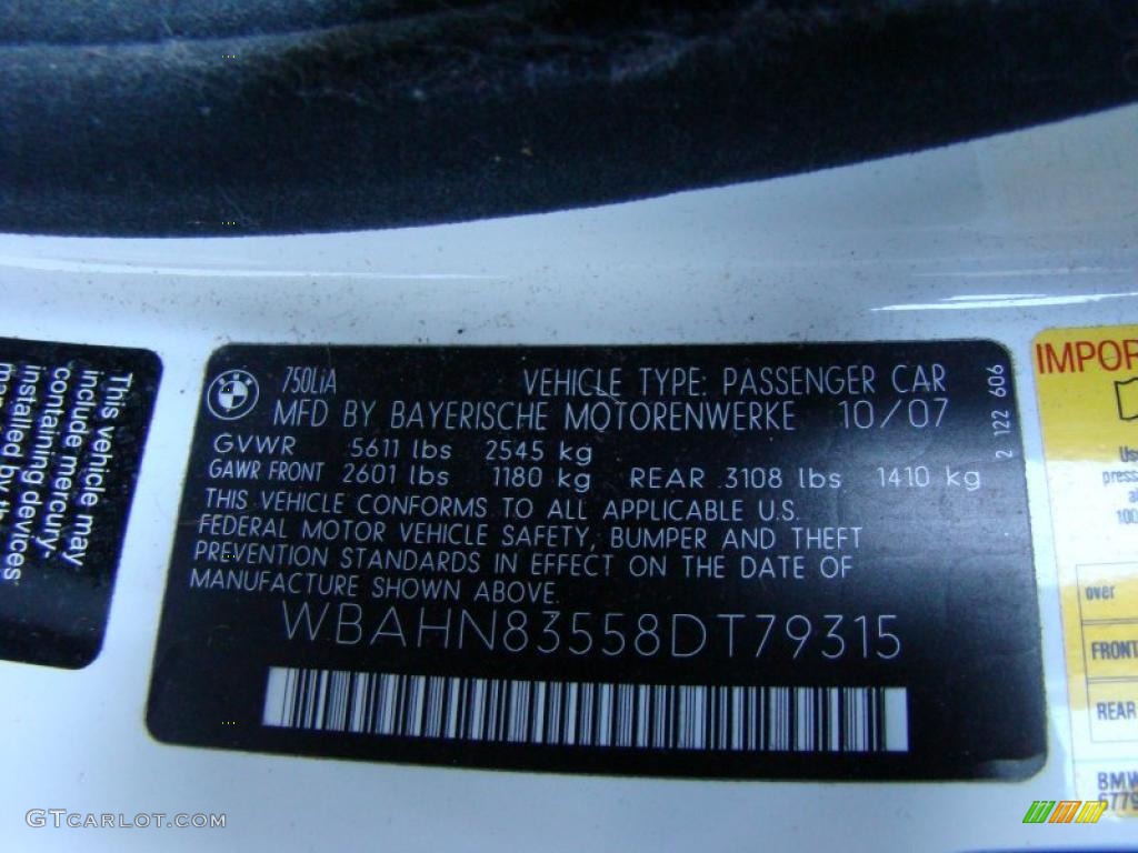 2008 7 Series 750Li Sedan - Alpine White / Cream Beige photo #15