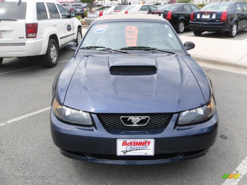 2003 Mustang V6 Convertible - True Blue Metallic / Medium Parchment photo #7