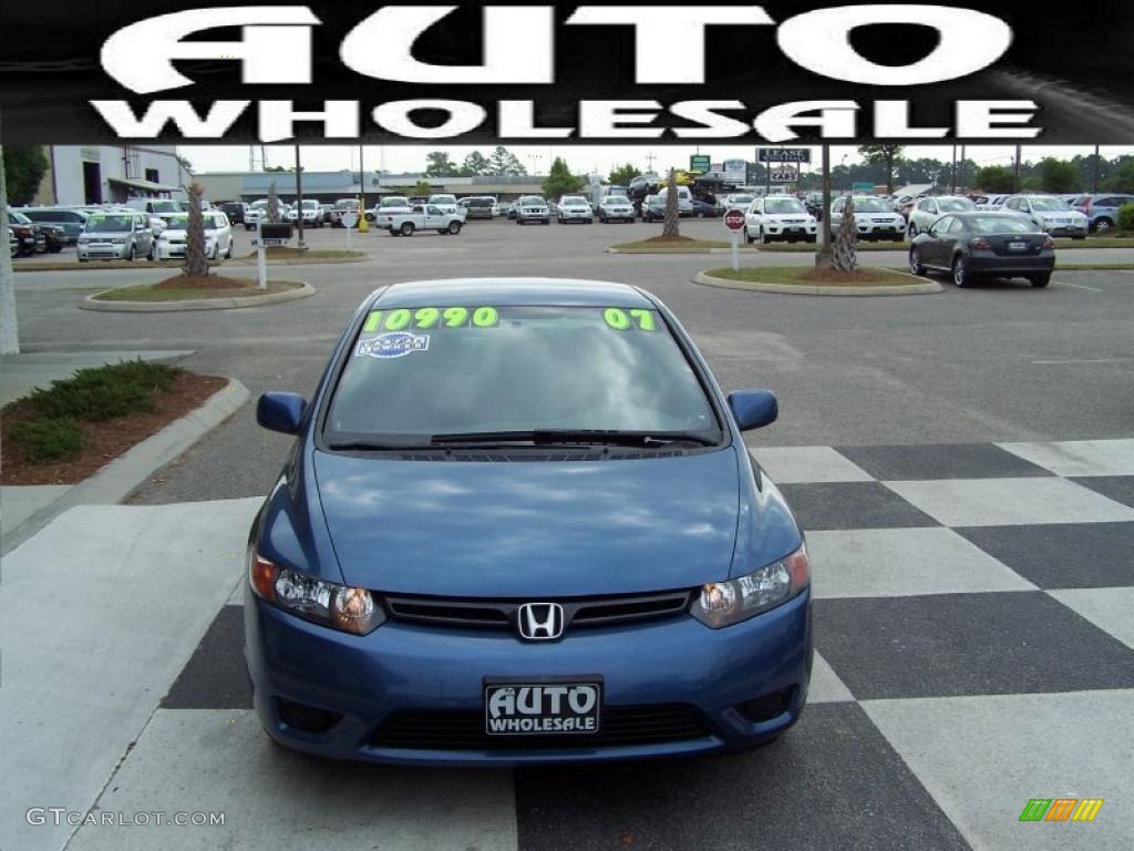 2007 Civic LX Coupe - Atomic Blue Metallic / Gray photo #2