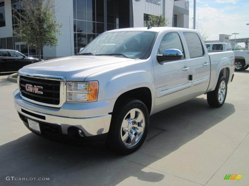 2010 Sierra 1500 SLE Crew Cab 4x4 - Pure Silver Metallic / Ebony photo #1