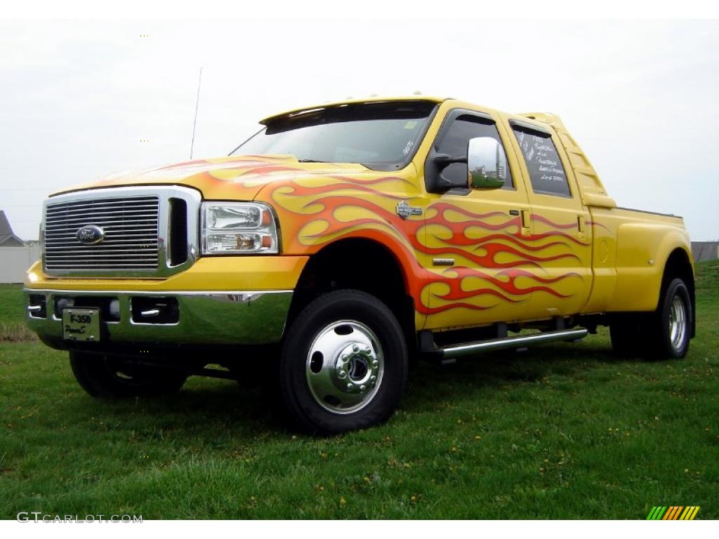 2006 F350 Super Duty Lariat Crew Cab 4x4 Dually - Blazing Yellow / Black photo #1