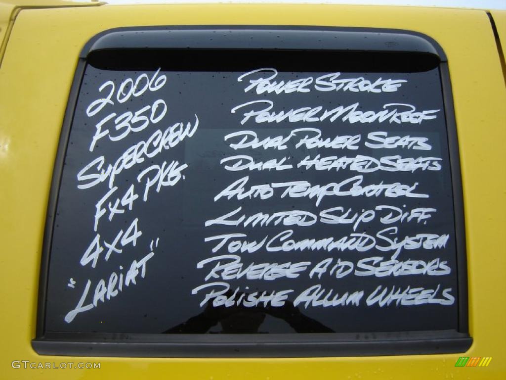 2006 F350 Super Duty Lariat Crew Cab 4x4 Dually - Blazing Yellow / Black photo #13