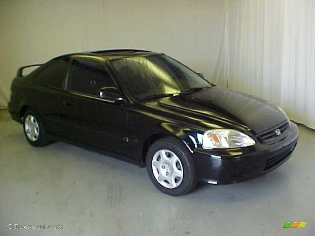 1999 Civic EX Coupe - Flamenco Black Pearl / Dark Gray photo #1