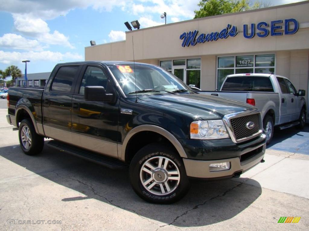 2005 F150 Lariat SuperCrew 4x4 - Aspen Green Metallic / Tan photo #30