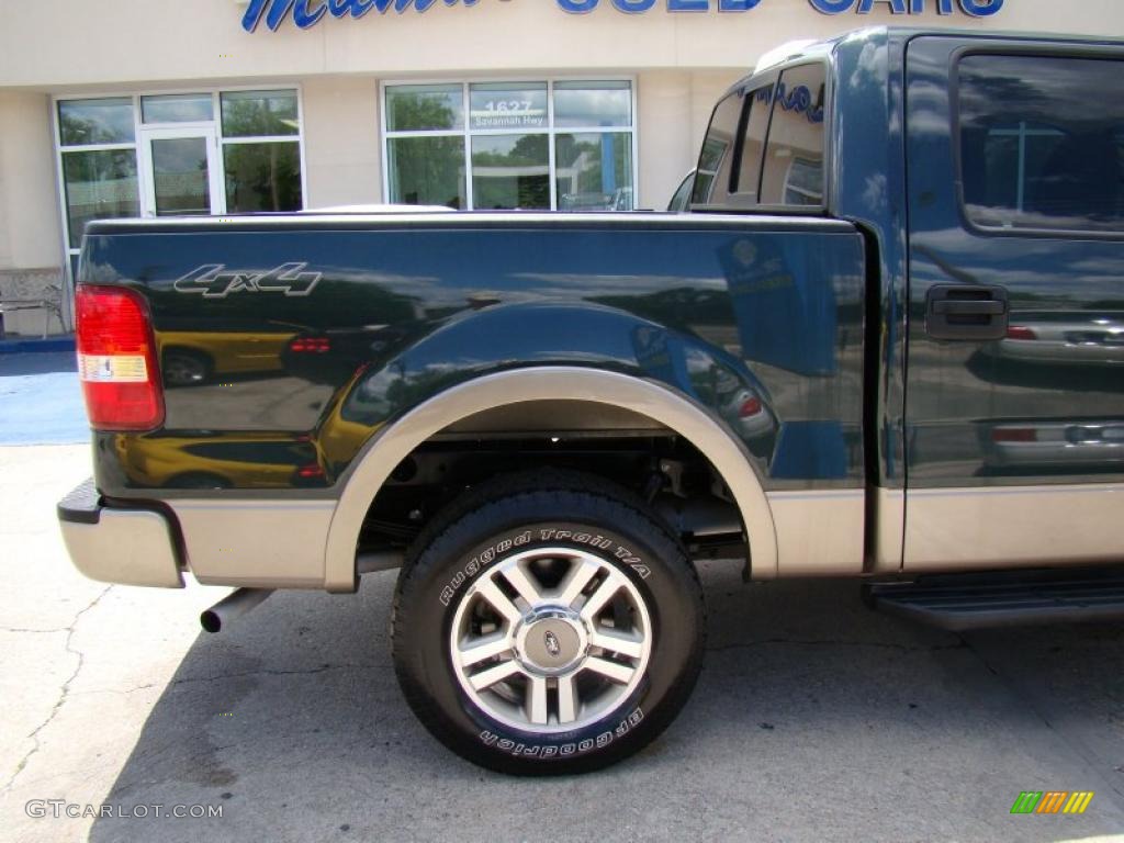 2005 F150 Lariat SuperCrew 4x4 - Aspen Green Metallic / Tan photo #34