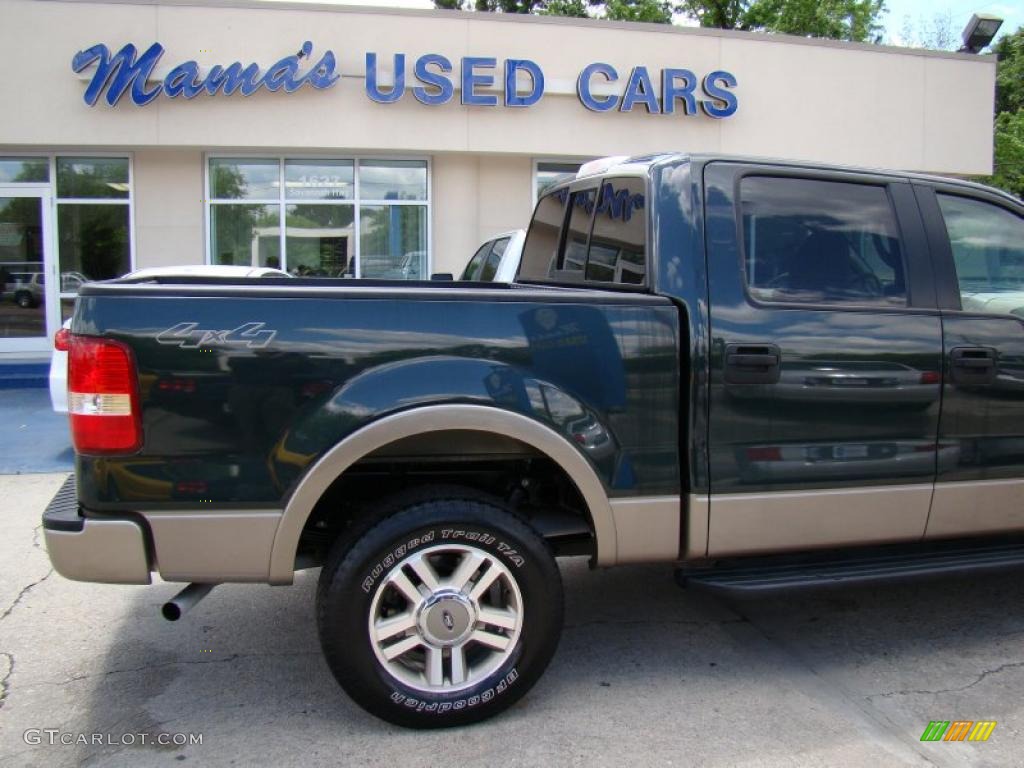 2005 F150 Lariat SuperCrew 4x4 - Aspen Green Metallic / Tan photo #35