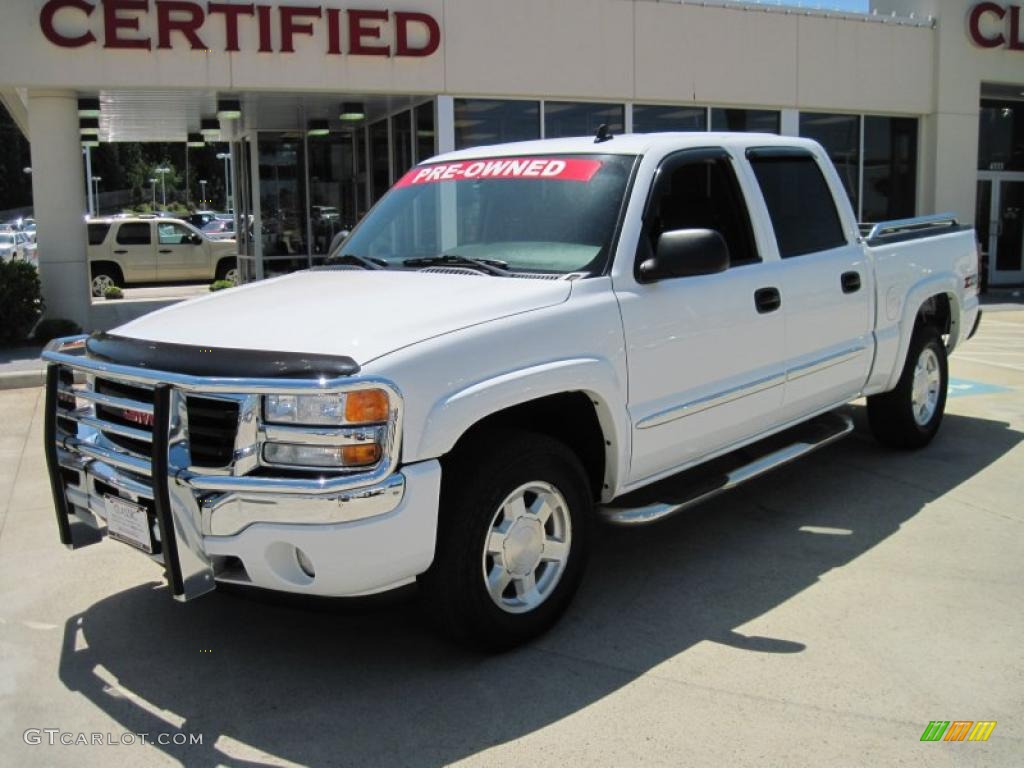 2006 Sierra 1500 SLE Crew Cab 4x4 - Summit White / Dark Pewter photo #1