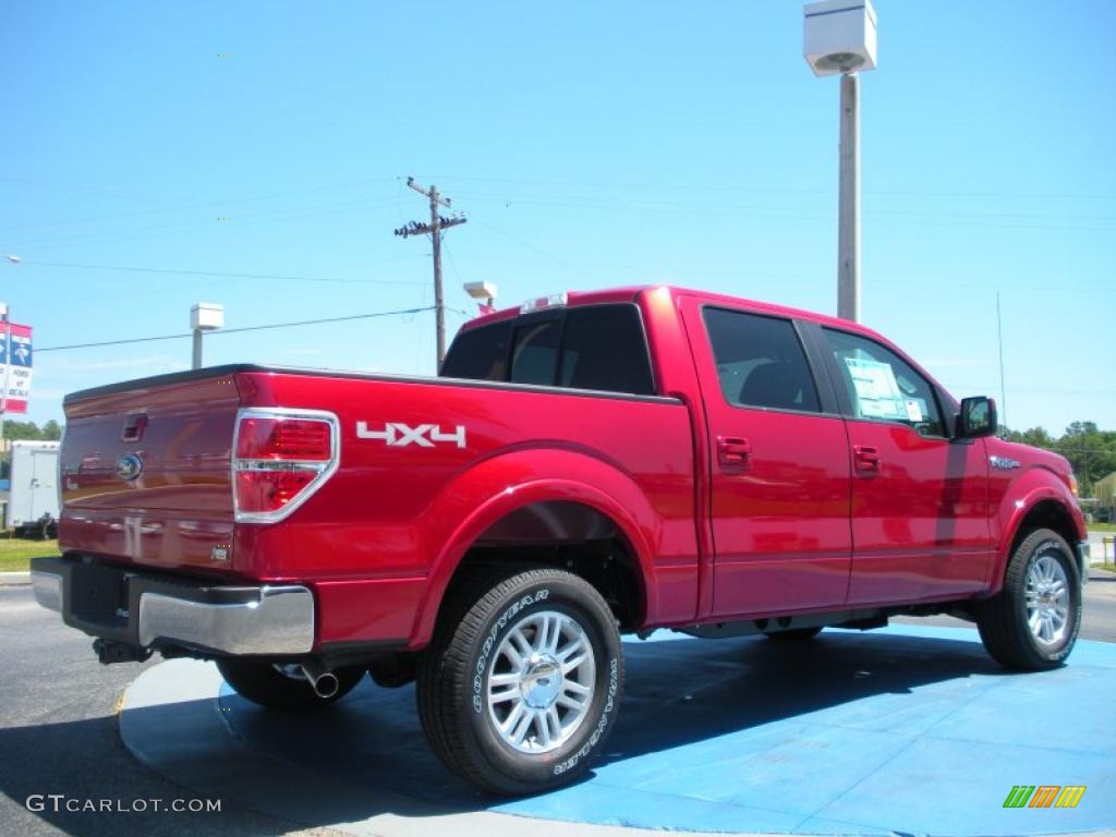 2010 F150 Lariat SuperCrew 4x4 - Red Candy Metallic / Tan photo #3