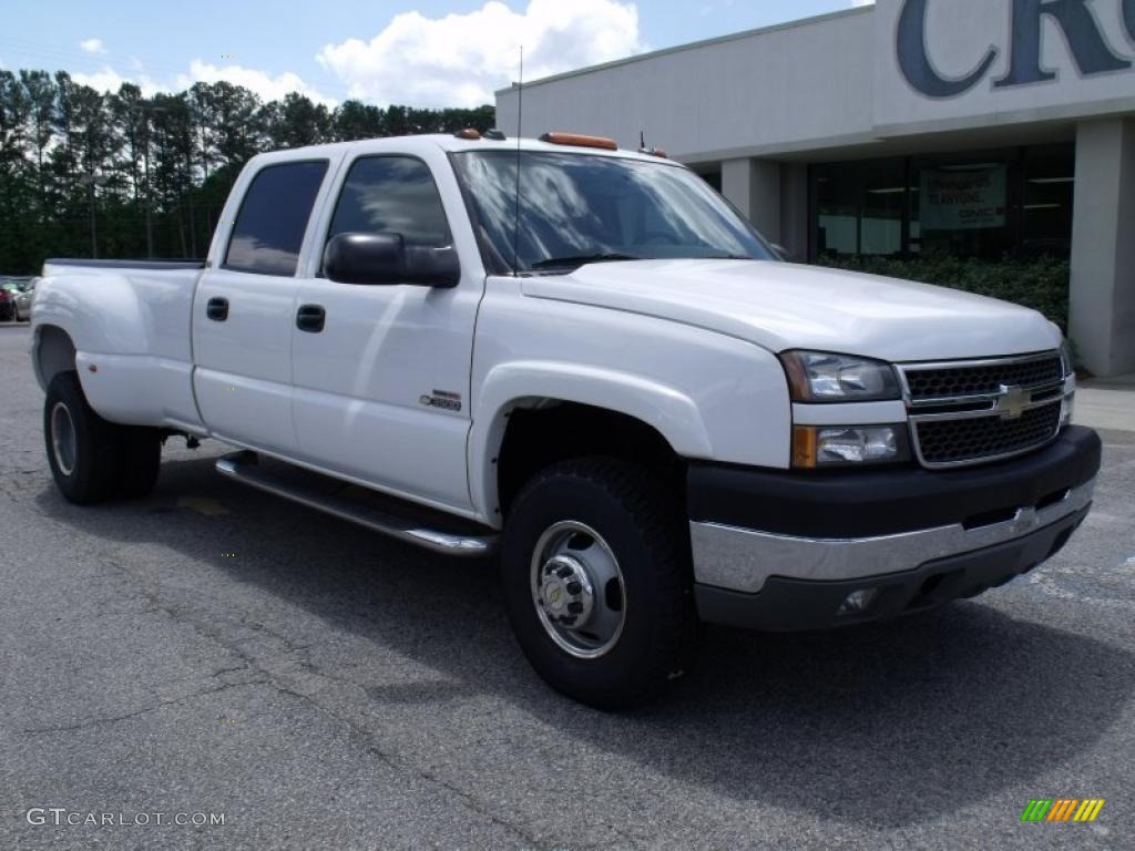 2005 Silverado 3500 LT Crew Cab 4x4 Dually - Summit White / Dark Charcoal photo #2