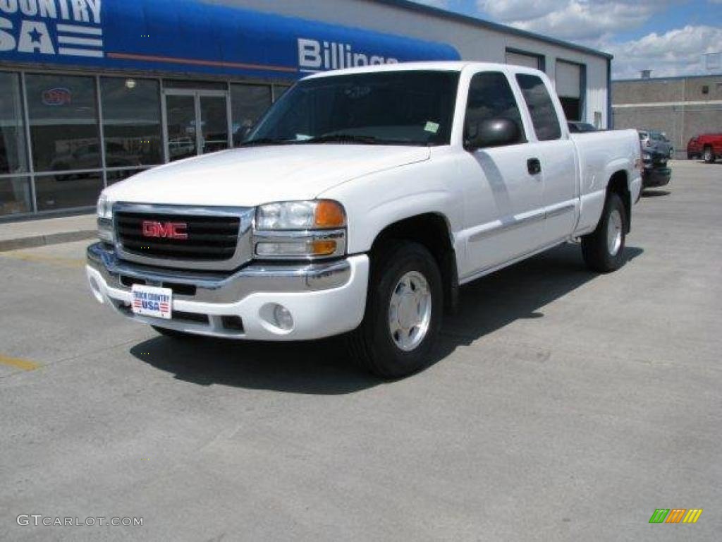 2003 Sierra 1500 SLE Extended Cab 4x4 - Summit White / Dark Pewter photo #2