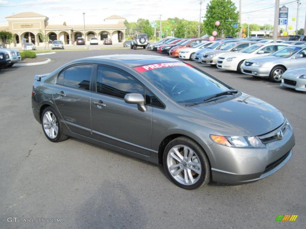 2007 Civic Si Sedan - Galaxy Gray Metallic / Black photo #7