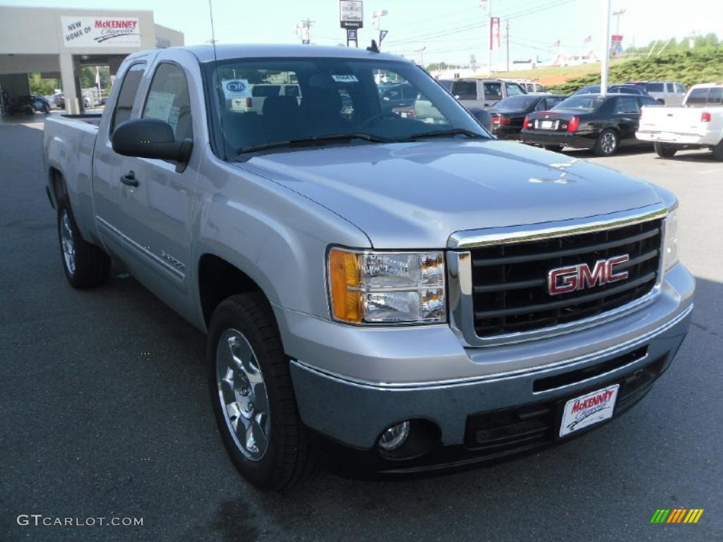 2010 Sierra 1500 SLE Extended Cab - Pure Silver Metallic / Ebony photo #5