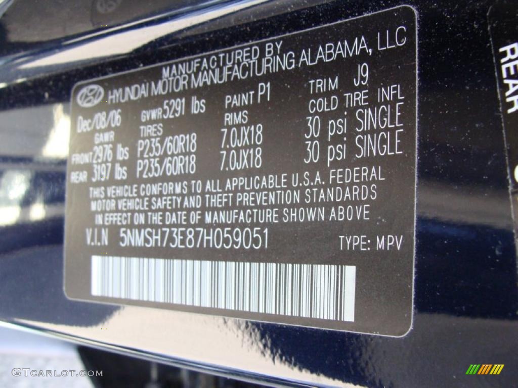 2007 Santa Fe Limited 4WD - Deepwater Blue / Beige photo #27