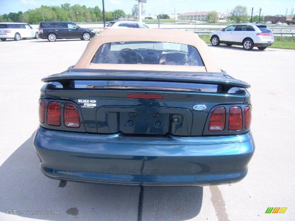 1997 Mustang V6 Convertible - Pacific Green Metallic / Saddle photo #4